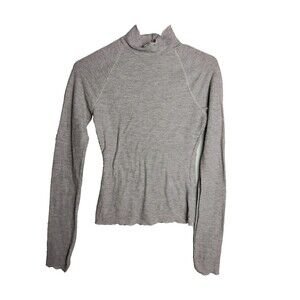 So Womans Top Long Sleeve Gray Thermal Waffle